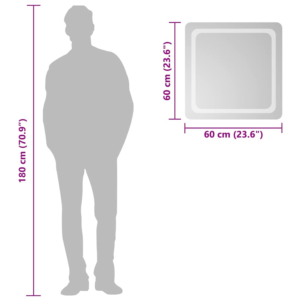 LED Bathroom Mirror 60x60 Cm