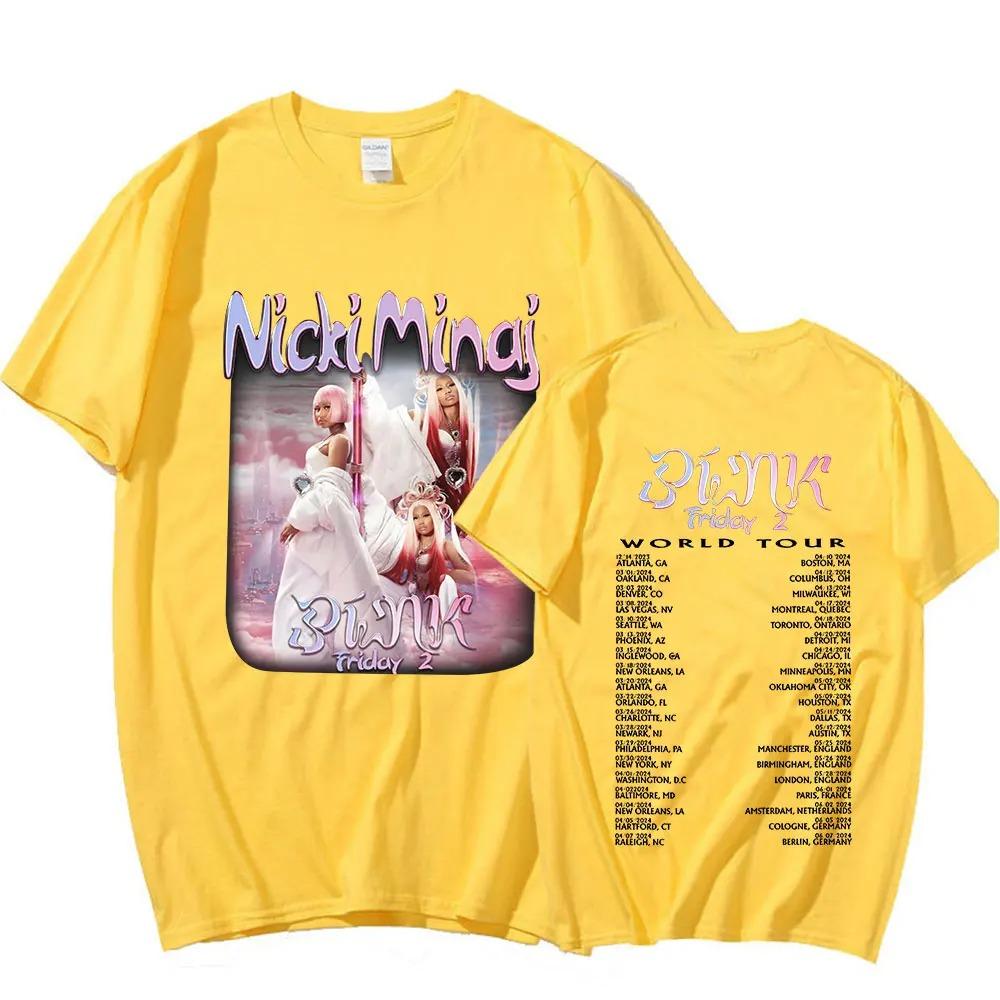 Nicki Minaj Pink Friday 2 World Tour T-shirt Unisex Moda Damska Hip Hop Krótki Rękaw Oversize T-shirty 100% Bawełna Przytulne T-shirty