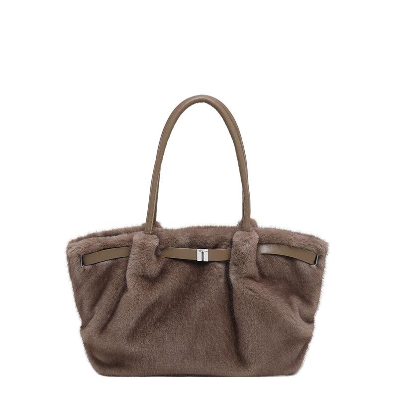 Winter Limited Edition Design Fluffy Tote Bag for Commuting, Single-shoulder Handbag