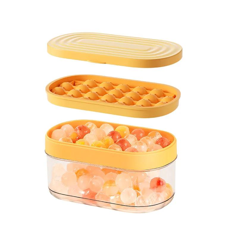1sets Ice Cube Tray With Case, Lid and Spoon, BPA Free,Silicone Sphere Whiskey 1.5cm Ball Ice Cube Mold Popsicle Sticks Ice Tray