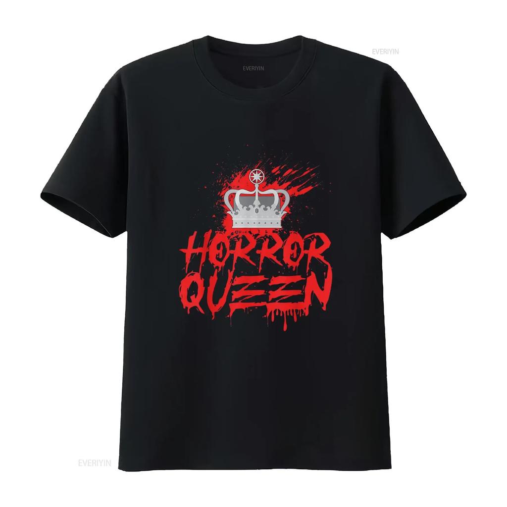 Scary Horror Movie Blood Crown Queen T Shirt vintage Washed Comfortable Top For Everyday Wear Breathable Stylish Slightly