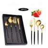Ruhan Edelstahl Gold Schwarz 4-teiliges Besteck-Geschenkset