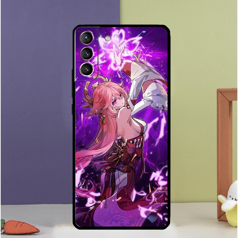 Genshin Impact Yae Miko Phone Case For Samsung Galaxy S23 S21 FE S22 Ultra Note 20 10 S8 S9 S10 Plus S10e S20 FE Cover
