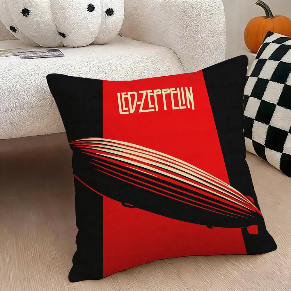 Band Lled Zzeppelin Cushion Cover Natural Linen Double Sided Print Throw Pillow Case for Sofa Couch Home Decor