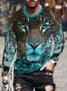 Herren Langarm T-Shirt Herbst Neu 3D Druck Tier Leopard Grafiken T-Shirts Frühling Lässig Hip Hop Oberteile Herren Übergröße Kleidung