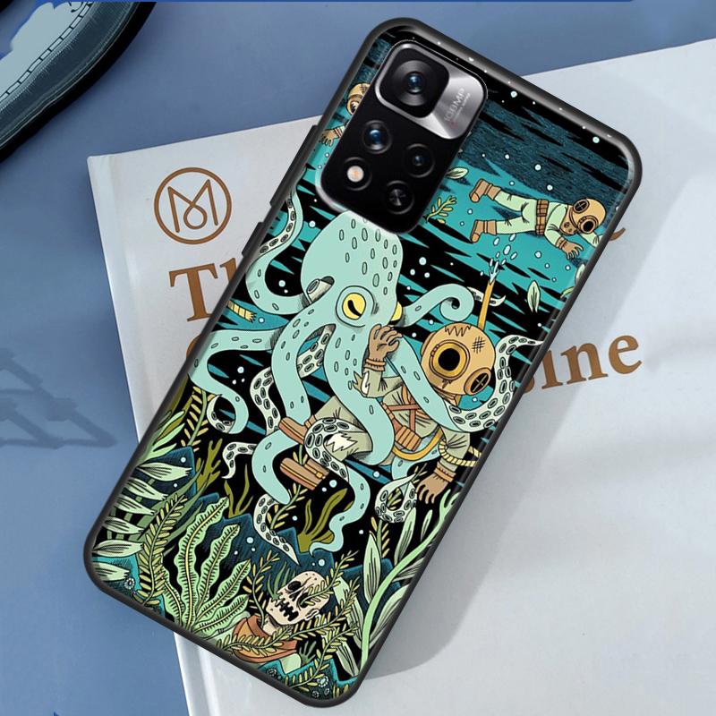 Marine Life Ocean Octopus Case For Xiaomi Redmi Note 14 13 11 9 10 12 Pro 9S 10S 11S 12S Redmi 10C 12C 13C 14C Cover