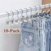 10PCS Stainless Steel Clips with Hooks, Hangers Non-Slip Multi-Purpose Clips for Hats Scarves Towels, Home Hanging and Drying Organizer Clips
