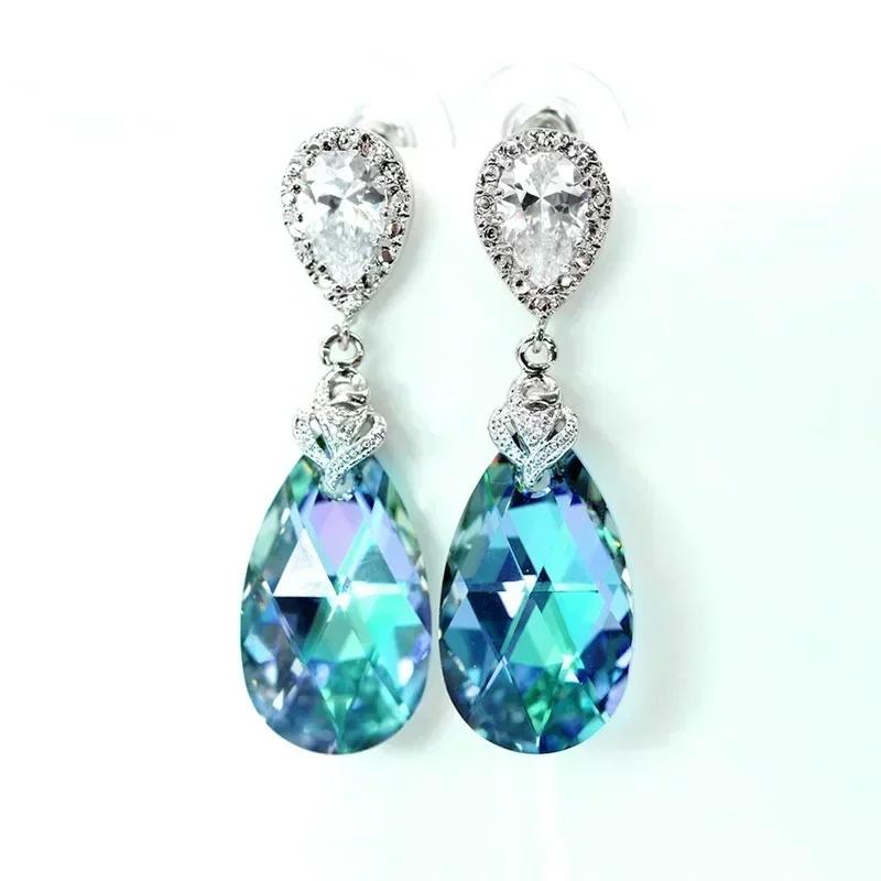 Zircon Oxide Temperament Earrings For Women Attending Banquets Fashion Mosonite Party Jewelry Personality Long Pendant