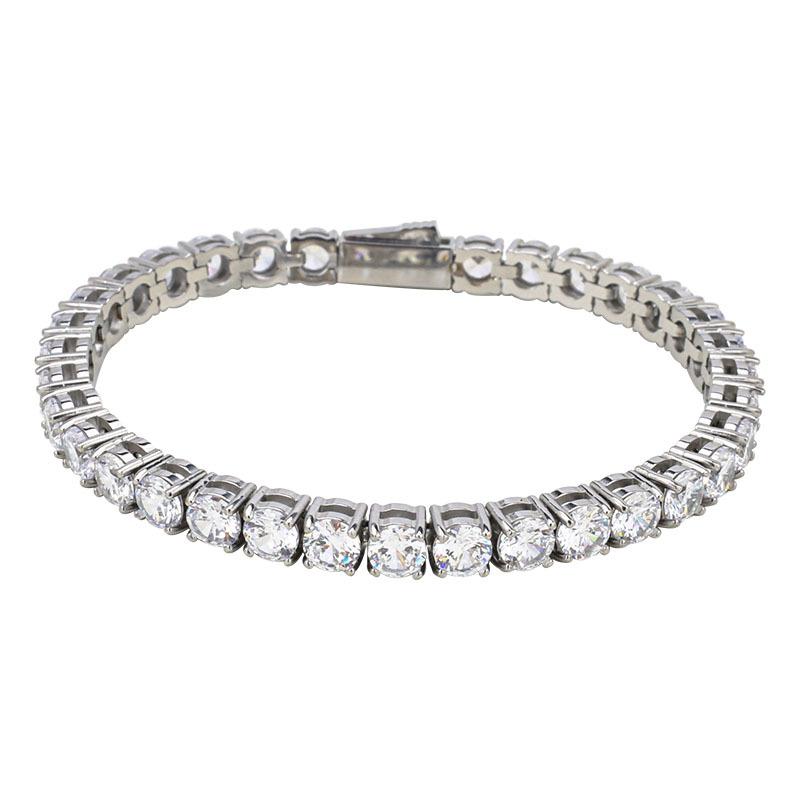 Titanium Steel Tennis Chain Bracelet, Zircon Premium Feeling Full Diamond Single Row Diamond Hip-hop Men's Bracelet Does Not Fade