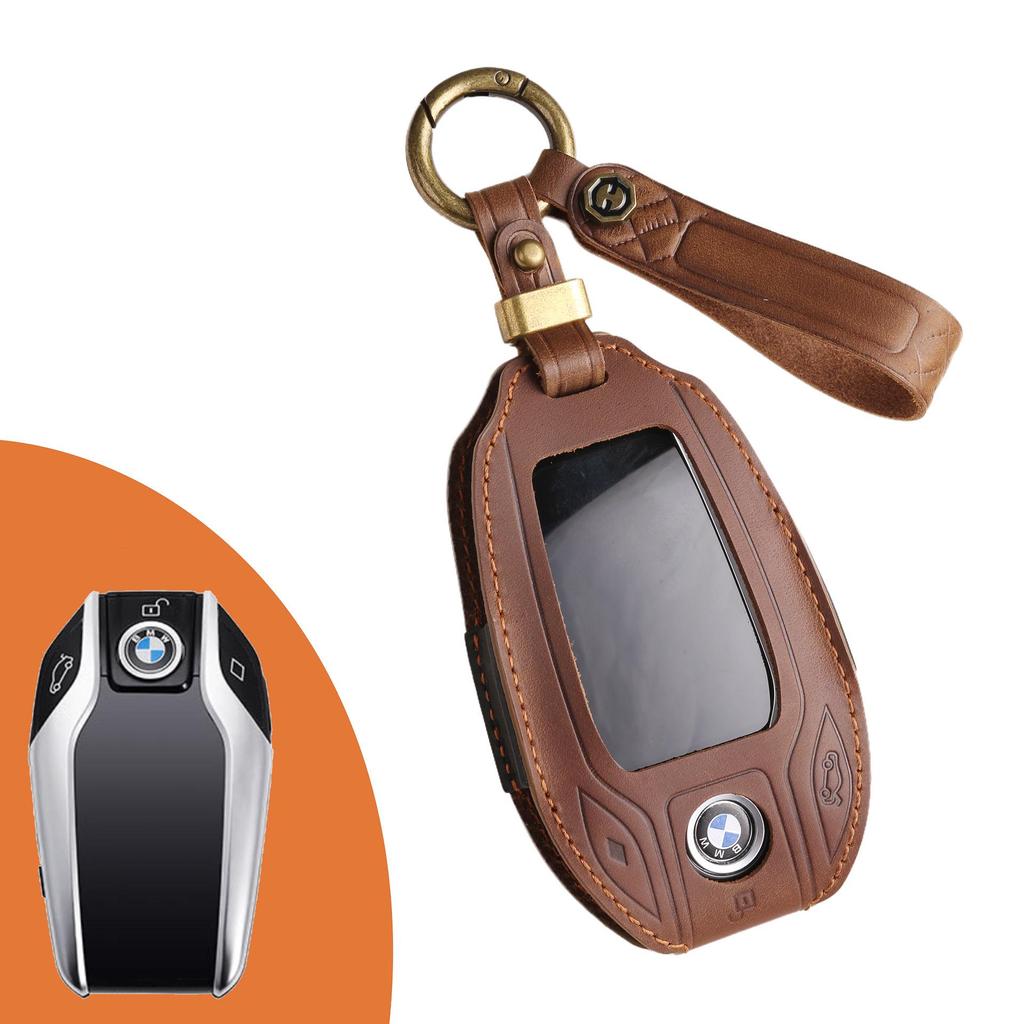 Full Leather LCD Key Cover for BMW 5 Series, 7 Series, and X3