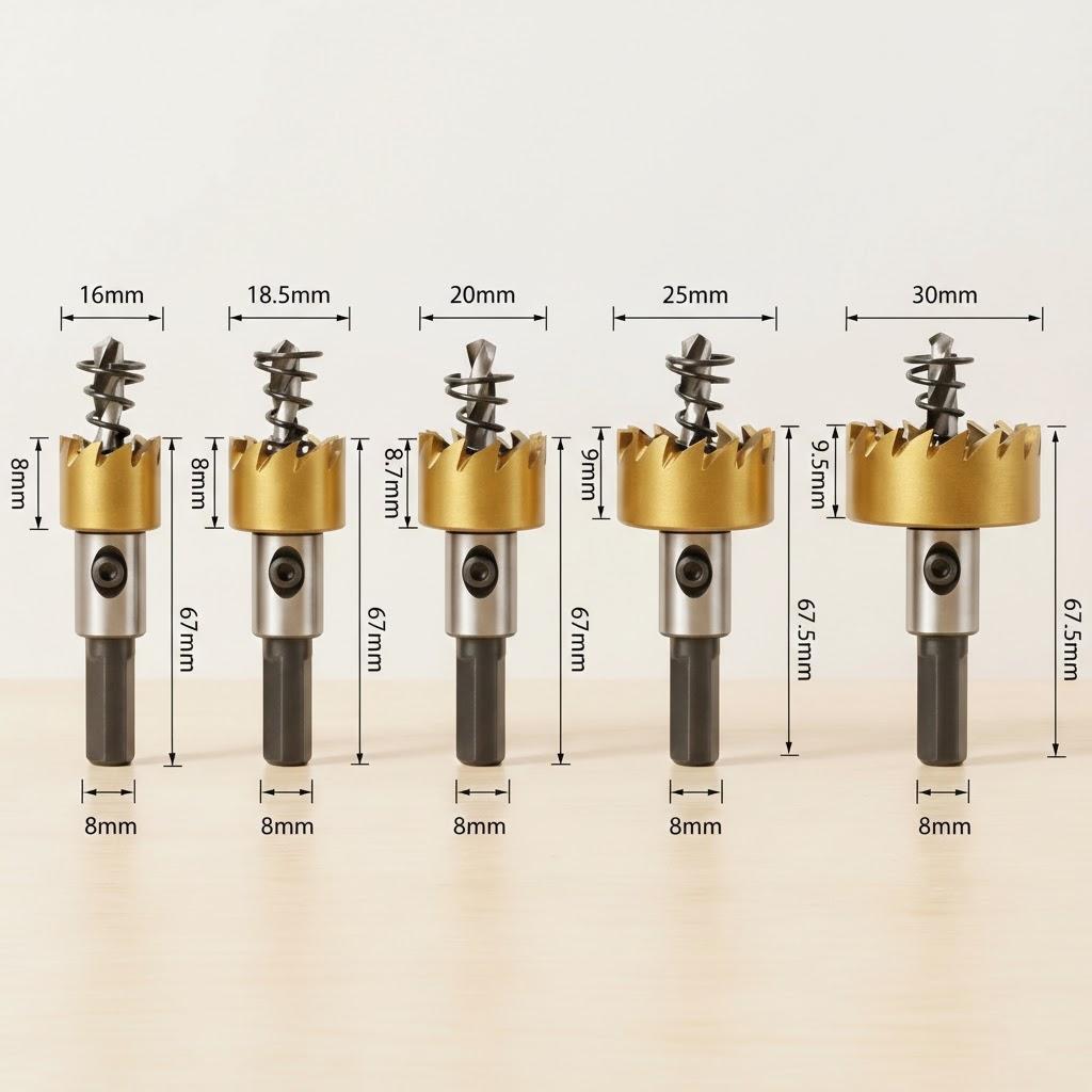 HSS Hole Saw Drill Bit Set 5Pcs Hole Cutter for Sheet Metal Reaming 16mm 18.5mm 20mm 25mm 30mm Professional Tool Kit