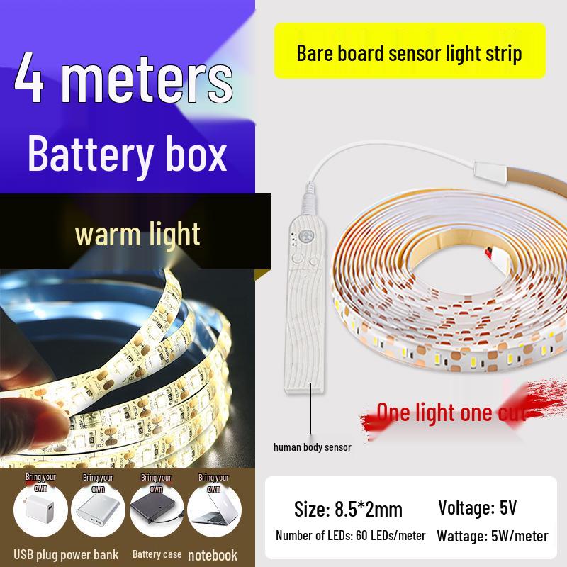 USB Rechargeable Motion Sensor LED Strip Light: Ultra-thin, Self-Adhesive, Wireless Night Lighting