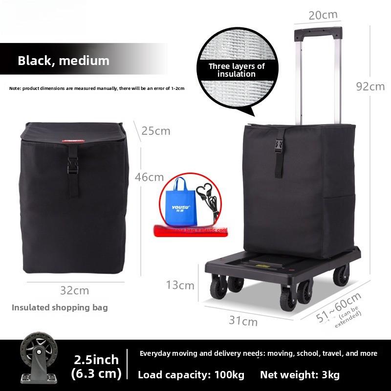 Foldable Portable Hand Cart Lightweight Utility Wagon with Wheels for Home Garden Shopping and Transporting Goods