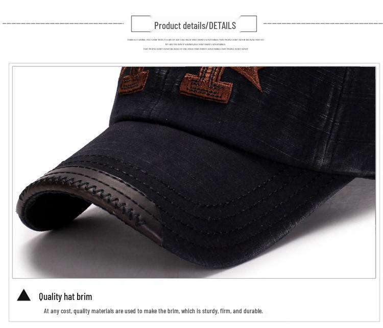Zhen Yueqi Men's Distressed Embroidered Baseball Cap - Casual Outdoor Washed Sun Hat