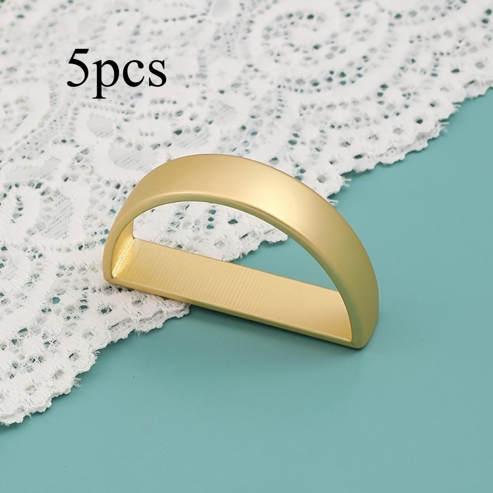 

5pcs Golden Napkin Rings - Solid Color D-Shaped Table Decor for Festival,Holders for Dining Atmosphere Enhancement,Napkin Holder