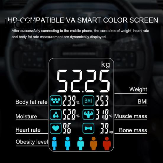 Vücut Yağ Ölçeği, Dijital Ekran, Tam Vücut Bileşimi Takibi, Akıllı Terazi, Kadın Erkek için Dayanıklı Elektronik Terazi