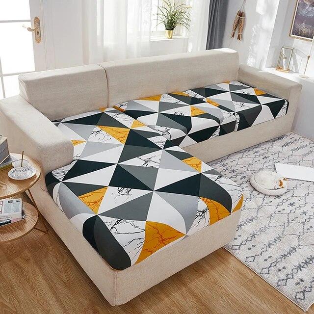 Sofa-Sitzkissenbezug für Wohnzimmer, Stretch-bedruckter Sofa-Schonbezug, L-förmiger Ecksofa-Bezug, Funda-Sofa, elastischer Couch-Bezug