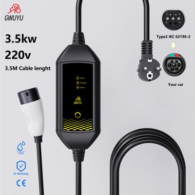 GWUYU Type 2 Car Charger 16A Protable EV Charger 3.5M  Cable Current Car Charging Station Plug and Play with Indicator Light