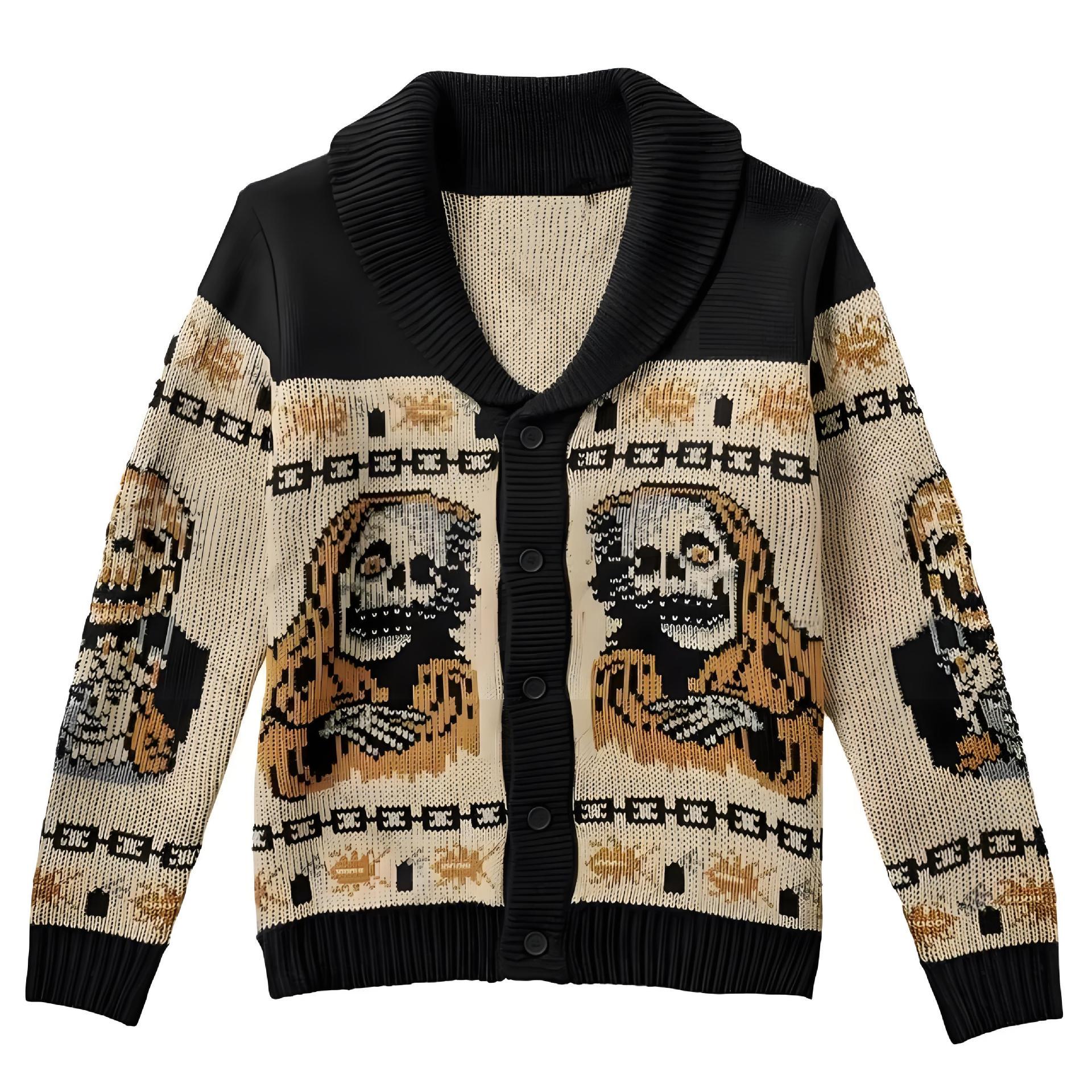 2026 European Men s Casual Jacquard Sweater - Autumn/Winter Collection L хаки