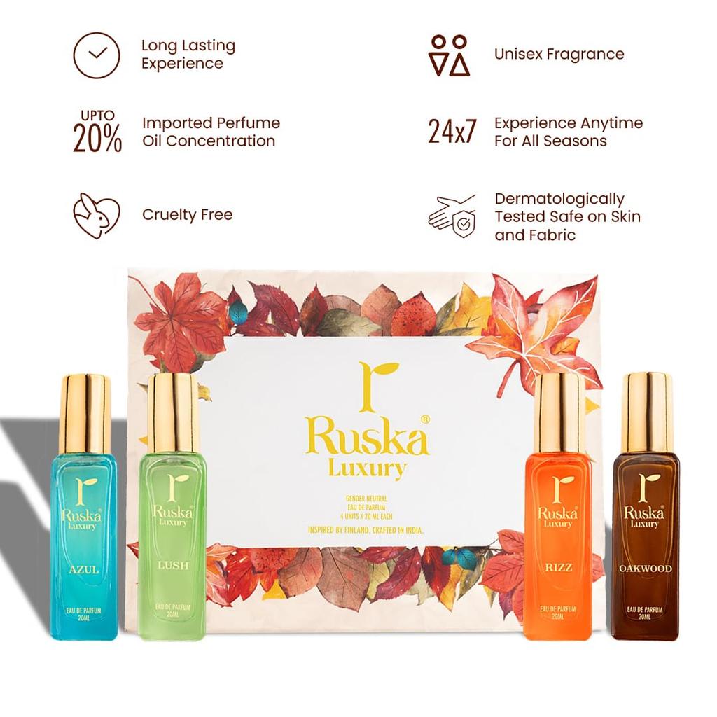 Unisex Perfume Gift Set | Perfect Christmas, Secret Santa Gift,  Perfume for Men & Women | 4 X 20ml Travel Friendly Pocket Perfume Set Combo