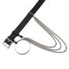 Versatile Minimalist Black Pu Buckle Belt With Chain And Ring For Adults Young