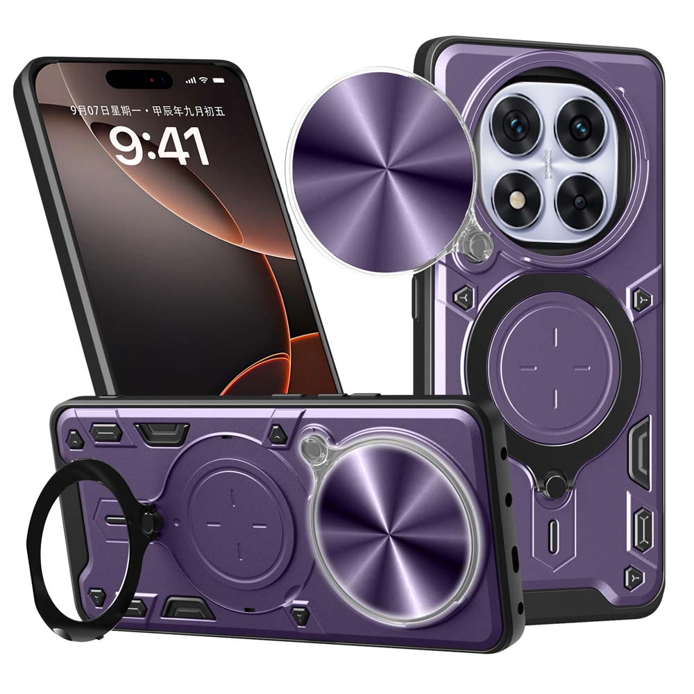 

Магнитный чехол Magsafe для защиты камеры для Redmi Note 14 Pro 4G 5G Armor Гибридная металлическая кольцевая задняя крышка для Redmi Note14 Pro Plus Redmi Note 14 5G (Global) фиолетовый