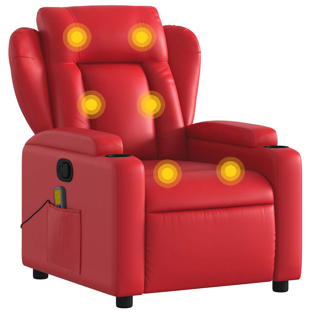 Massage Chair Red Synthetic Leather