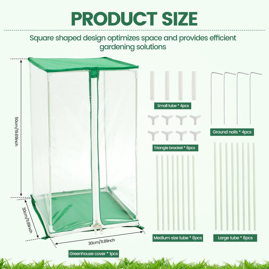 Mini Greenhouse Clear PVC Portable Greenhouse Lightweight Square Small Greenhouse Cover with Ground Nails for Garden Outdoor