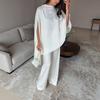2026 Spring White Wide-Leg Pants Suit: Casual Two-Piece with Irregular Design