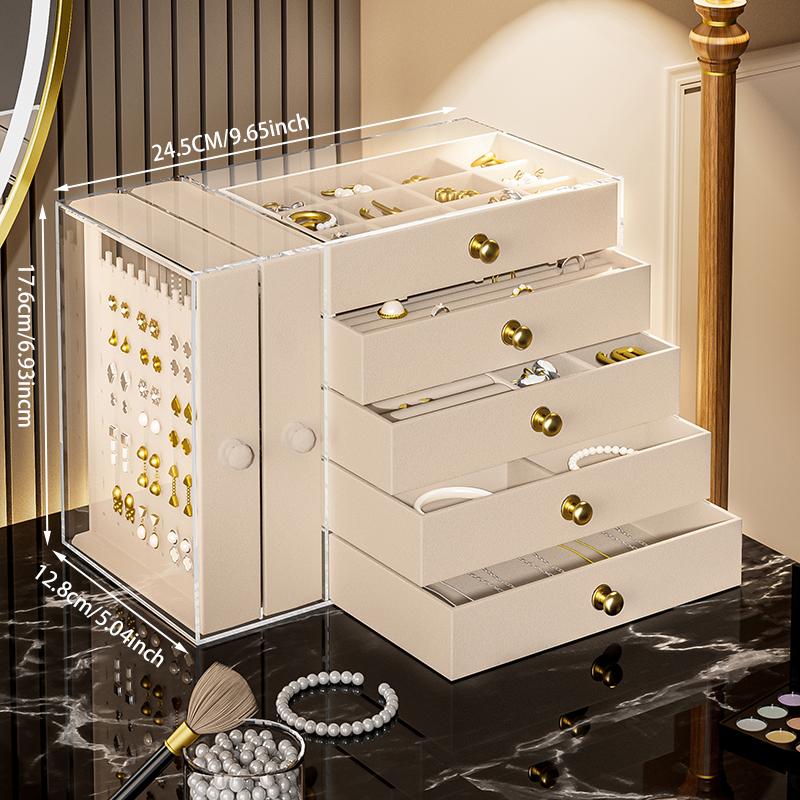 

Transparent Drawer Style Velvet Jewelry Storage Box Earring Necklace Multi-layer Jewelry Storage Case Fashionable Accessory O...