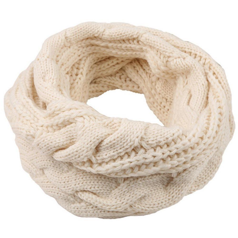 Crochet Knitted Scarf Neck Wraps Warm Ring Scarf Soft Circle Neck Scarf  Winter бежевый