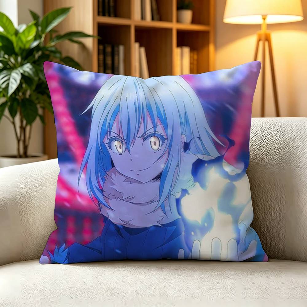 C-Cute Blue Slime Isekai Rimuru Tempest Anime  Square Double-Sided printed Pillow Case Bedroom Bedside Pillow Sofa Cushion Cover