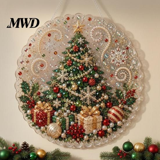 Handgefertigtes Festliches Ornament Materialien Weihnachten Kunstperlen Malerei Sonnenfänger Set, Niedlicher Weihnachtsmann Schneemann Baum 3D Perlen Schichtweise Feiertagsdekorationen