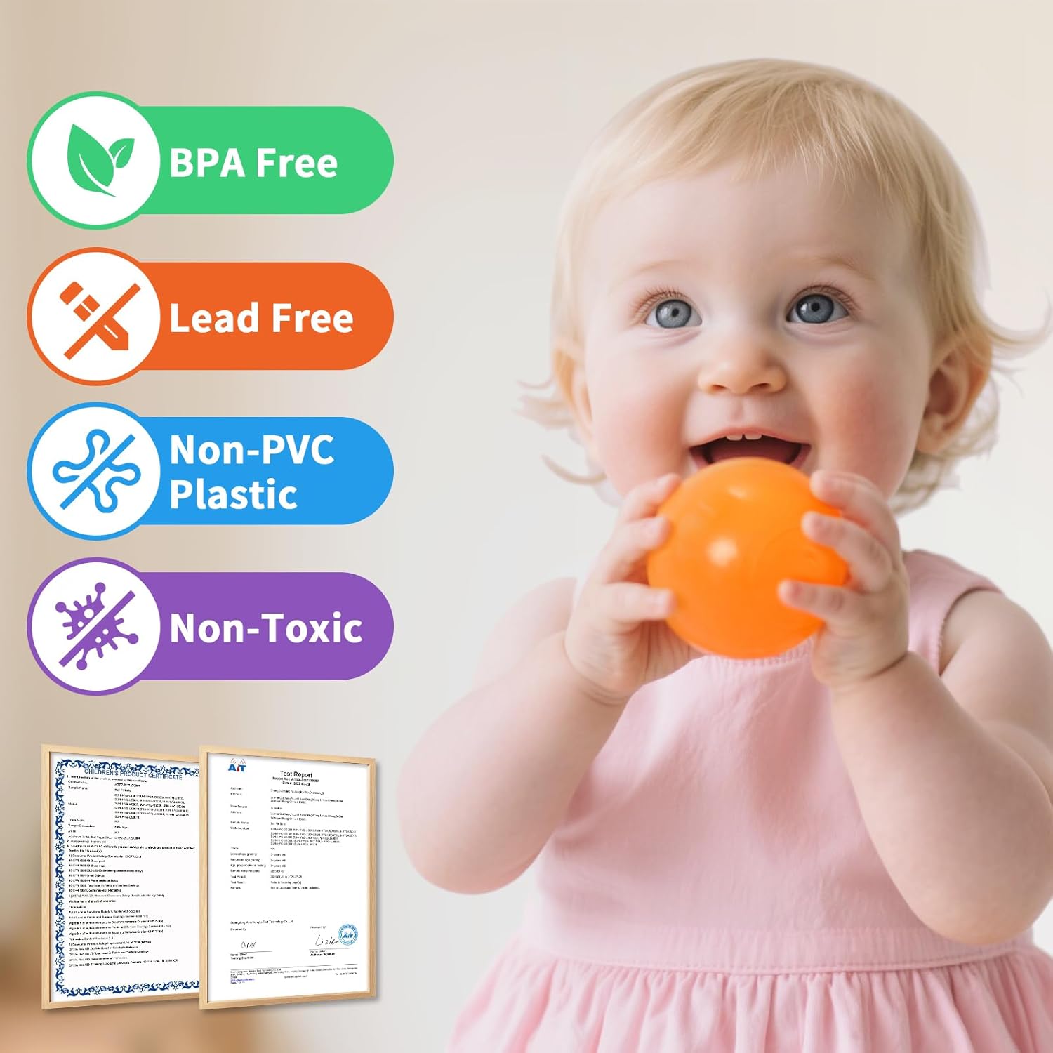 Ball Pit Balls for Toddlers: 50 Colorful Non-Toxic Balls – BPA-Free, Phthalate-Free, Crush-Resistant Plastic, 2.2 Inches, Perfect Toy for Boys and