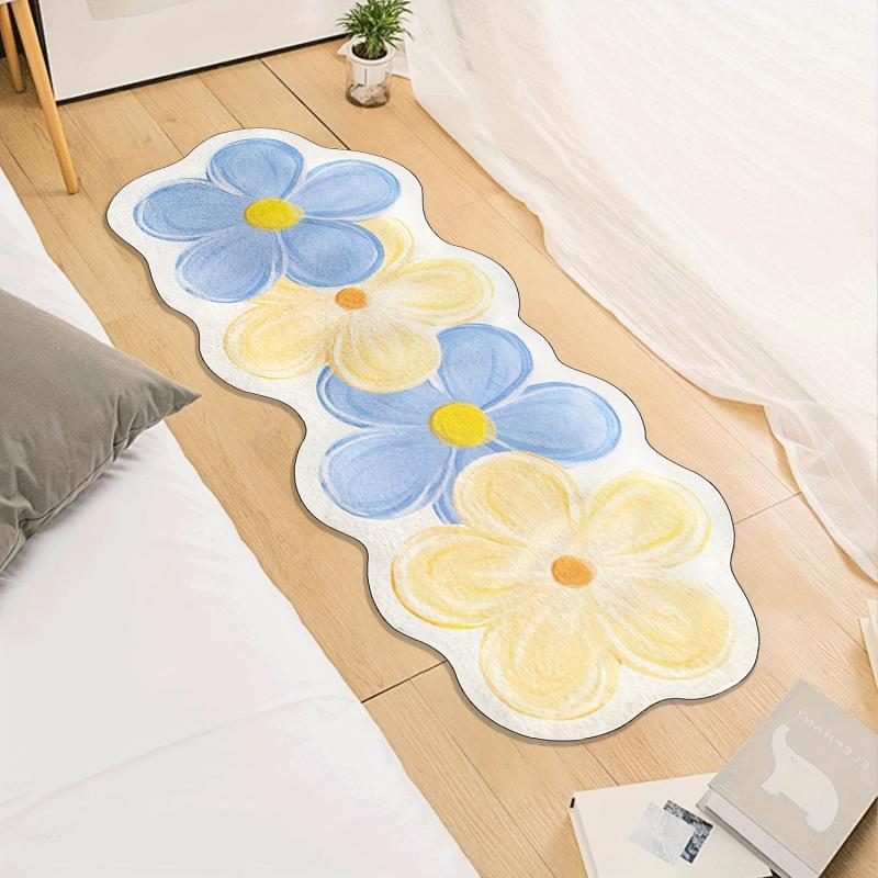 Fresh and Unique Flower Pattern Carpet Soft and Comfortable Bedroom Side Rug Balcony Anti-slip Floor Mat Home Decoration