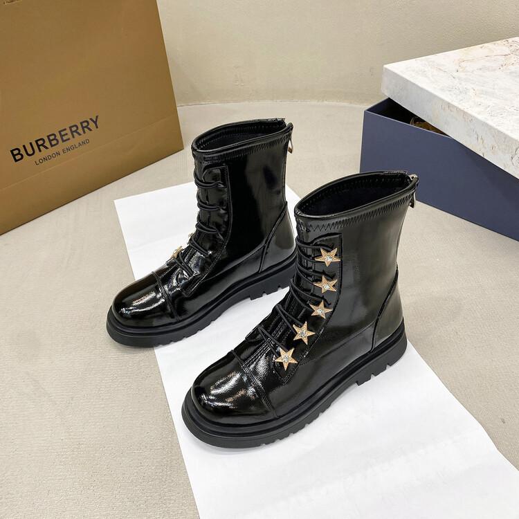 Letter girls leather boots children's boots 2025 autumn and winter new middle-aged and older children's girls personality catwalk Martin boots