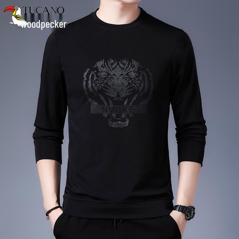 Clearance: Woodpecker Spring/Autumn Men's Long-Sleeve Round Neck Cotton T-Shirt Base Layer