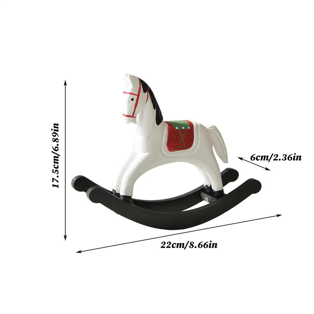 Classic Retro Wooden Rocking Horse Desk Decor Balance Art Adornment Miniature Rocking Horse Decor Ornament Kids Gift