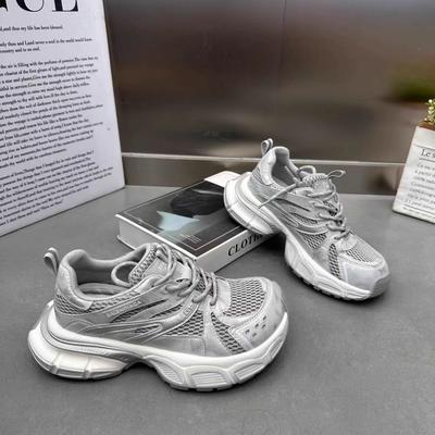 Soft Leather Platform Dad Shoes Women's 2025 New Fashion Versatile and Thin Casual Sports Breathable Mesh Running Shoes
