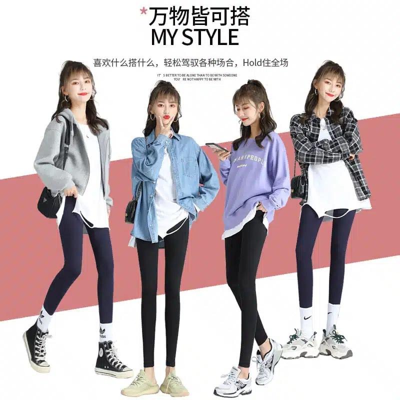 Shark Skin Leggings Women's Summer Thin Outer Wear Tight Elastic and Thin Abdomen and Hip Lift Waist Black Nine-point Pants