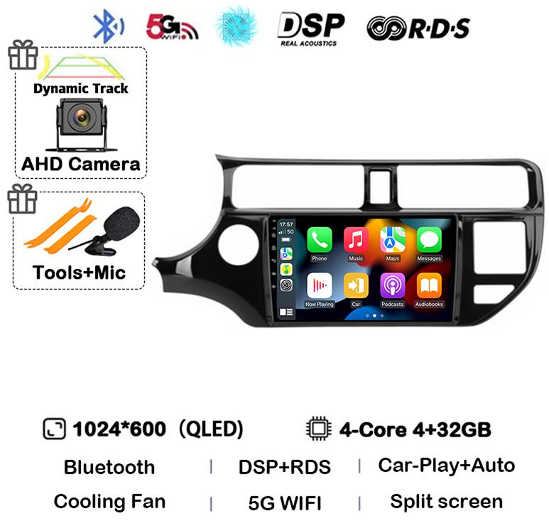 Android 14 Auto Carplay Radio WIFI+4G For Kia RIO 4 K3 2011 2012 2013 2014 2015 2016 2017 Car Multimedia Video Player GPS Stereo