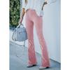 Spring and Autumn Women Plus Size Corduroy High Waist Solid Color Slim Micro Flare Pants Elastic Waist Casual Pants