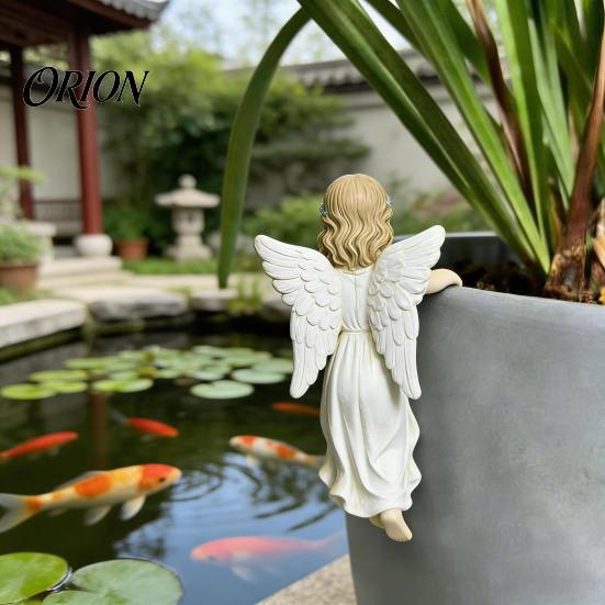 Flower Pot Hanging Decor Vintage Angel Girl Statue, Planter Climber Cute Resin Figurine for Edge Unique Holiday Gift Ideas