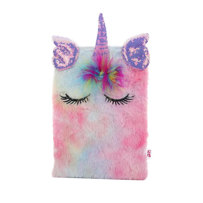 1pc Neutral Gel Pen + 1pc Plush Unicorn Handbook Plush Pen Handwriting Signature Pen Plush Ballpoint Pen Writing Smoothly Quick-Drying Student Gel Pen