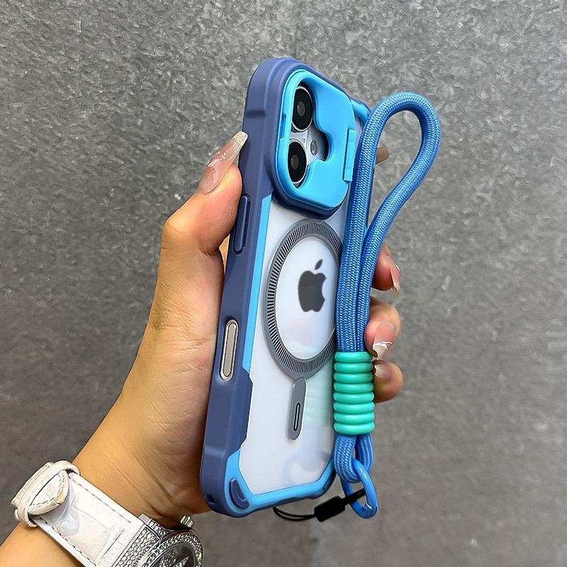 Luxury Magsafe Transparent With Lanyard Phone Case For 11 12 13 14 15 16 Pro Max Plus Magnetic Bumper Back Cover