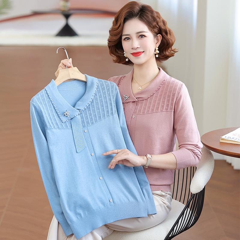 2026 Spring Knitwear Sweater: Stylish Base Layer for Middle-Aged & Elderly Women - Perfect for Spring & Autumn
