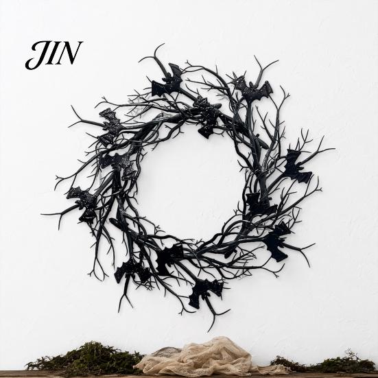 Halloween Party Decor Thorns Wreath, Realistic Spiked Branches, Horror Theme Decoration, Eerie Decoration Dead Branch Spooky for Haunted House Wreath