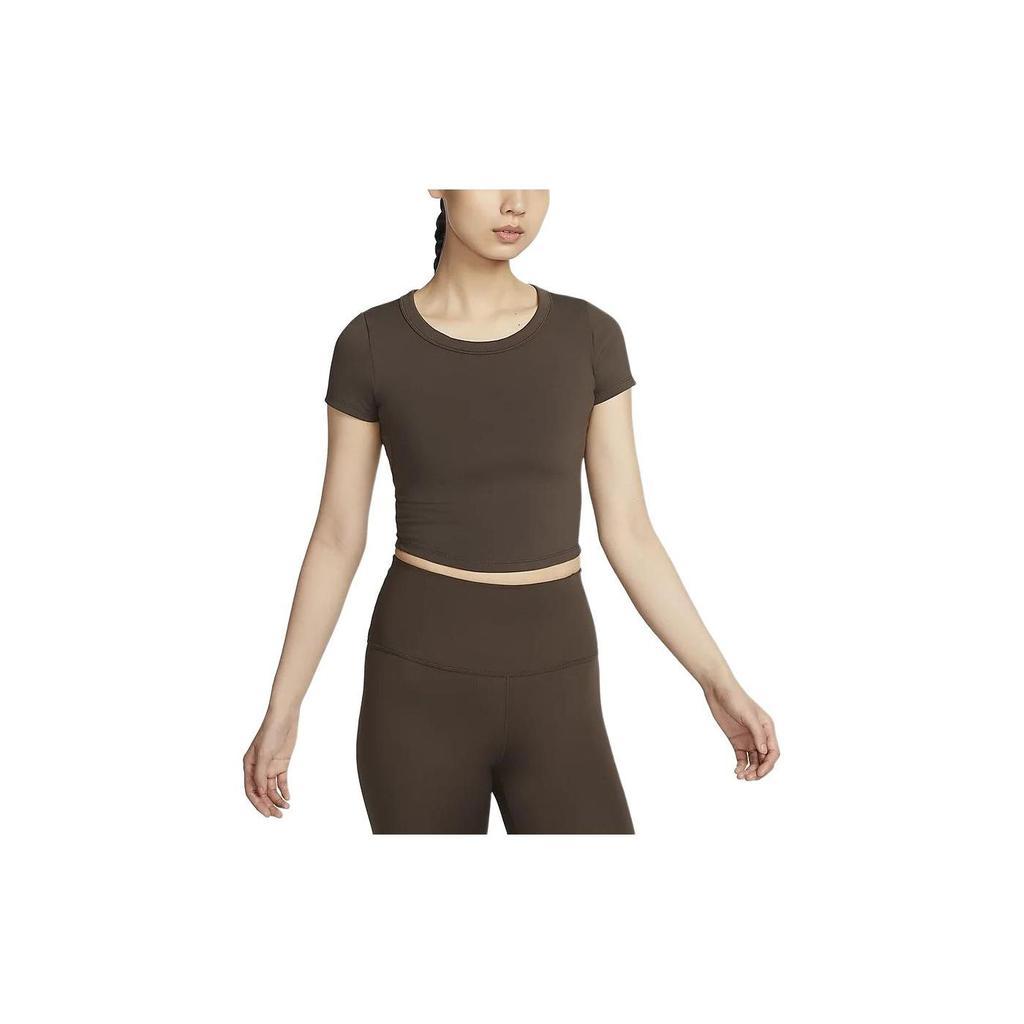 Nike Slim Fit Quick-Dry Short Sleeve T-Shirt Women Tops Baroque-Brown FN2805-237