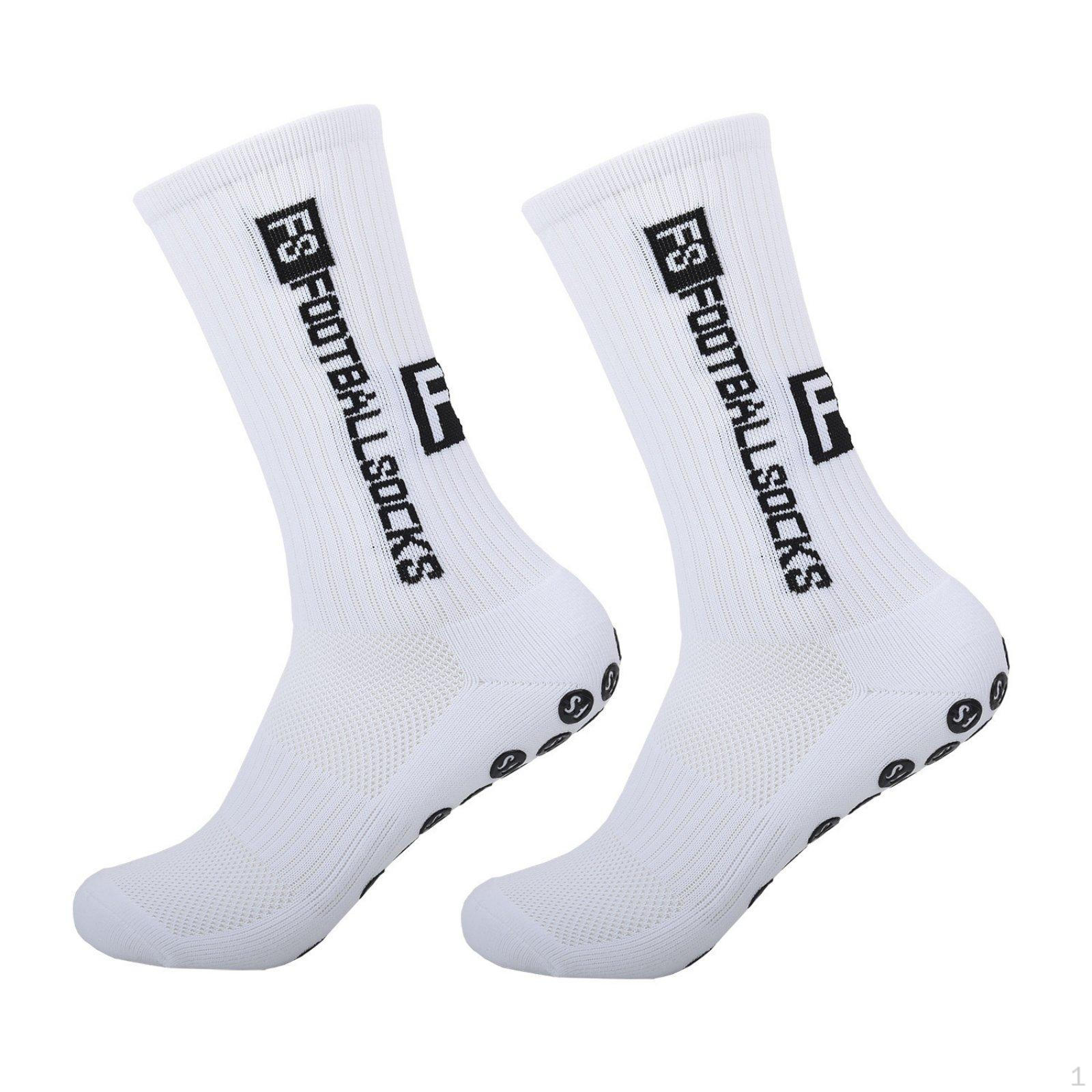 Non Slip Football Socks Towel Bottom Grip Thickened Sole Sportswear for Teens, Kids, Training белый