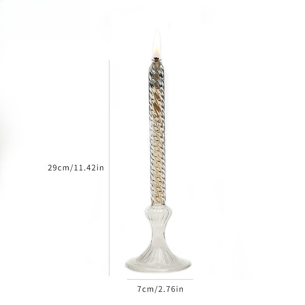 Rotate Transparent Glass Candle Holder Smokeless Glass Oil Lamps Candlestick Wedding Decor Romantic Candlelight Dinner Ornaments
